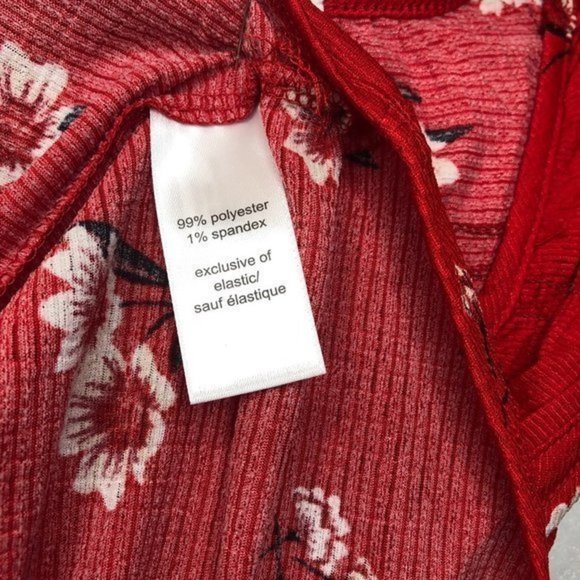 MAURICES Red Floral Lace Up Tank Top Small - Picture 7 of 10